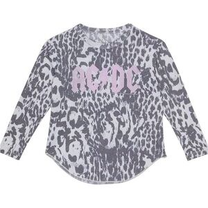 Chaser Pink and Gray Animal Print Long Sleeve AC/DC Rocker Tee